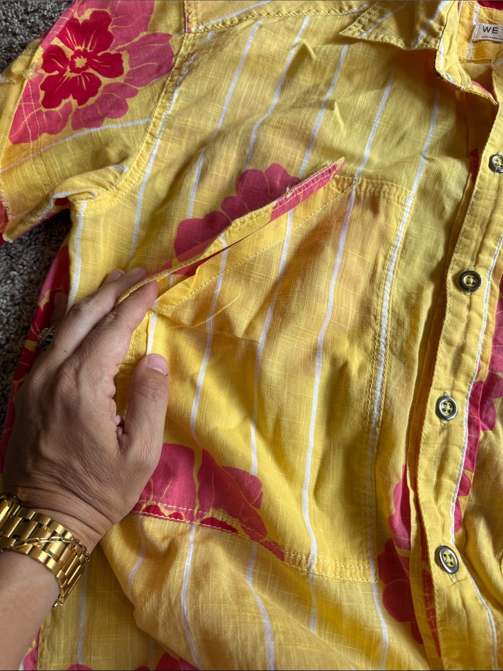 We the Free Hawaiian button down flower shirt 100% cotton oversized size XS - Picture 7 of 8